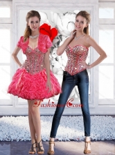 Artistic Mini Length Prom Dresses with Ruffles and Beading for Cocktail SJQDDT51004FOR