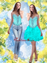 Detachable 2015 Beading and Ruffles Sweetheart Aqua Blue Prom Dresses SJQDDT16004FOR 