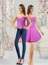 Detachable 2015 Sweetheart Tulle Short Fuchsia Prom Dresses with Beading SJQDDT12004-1FOR