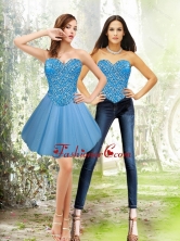 Detachable Short 2015 Sweetheart Tulle Blue Prom Dresses with Beading SJQDDT12004FOR