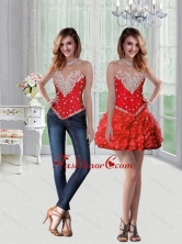 Lovely Sweetheart Mini Length Prom Dresses with Beading and Ruffles SJQDDT79004FOR
