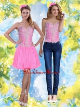Pretty 2015 Short Pink Sweetheart Prom Dresses with Beading SJQDDT52004FOR