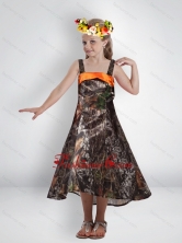 Elegant High Low Straps Camo Flower Girl Dresses with Sashes CMLD011FOR