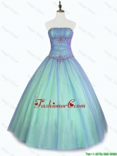 2016 Perfect Beaded Floor Length Sweet 16 Dresses with Strapless  SWQD048-2FOR