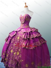 Beautiful Sweetheart Ball Gown Fuchsia Quinceanera Dresses with Appliques SWQD018FOR