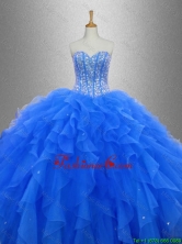 Discount Beaded and Ruffles 2016 Sweet 16 Gowns in Blue SWQD033-6FOR