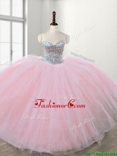 Discount Really Puffy Baby Pink Sweet 16 Dress with Beading SWQD116FOR