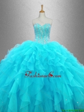 Elegant Beaded Sweetheart Quinceanera Gowns in Aqua Blue SWQD033-5FOR