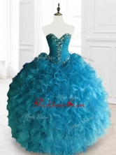 Latest Beading and Ruffles Sweetheart Quinceanera Dresses in BlueSWQD066-3FOR