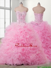 Lovely Baby Pink Detachable Quinceanera Dress with Beading and Ruffles SWQD105FOR