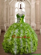 Lovely Olive Green and White Quinceanera Dress with Beading and Ruffles SWQD173FOR