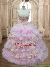 Lovely Organza Sweet 16 Dress with Ruffled Layers and Appliques SWQD163-1FOR