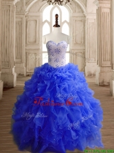 Low Price Beaded Bodice and Ruffled Royal Blue Quinceanera Dress in Organza SWQD148-2FOR