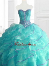 Modern Aqua Blue Sweet 16 Dresses with Beading and RufflesSWQD067-1FOR