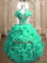 Perfect Beaded and Ruffled Sweet 16 Dress in Spring Green SWQD153-4FOR