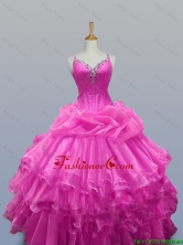 Perfect Straps Quinceanera Dresses with Beading and Ruffled Layers for 2016 Fall SWQD003-14FOR