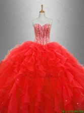 Popular Red Sweet 16 Dresses with Beading and Ruffles SWQD033-7FOR