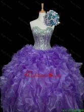 Pretty Sweetheart Purple Quinceanera Dresses with Sequins and Ruffles for 2015 Fall SWQD006FOR