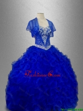 Romantic Sweetheart Quinceanera Dresses with Beading and Ruffles in Blue SWQD026FOR