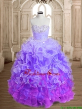 Unique Rainbow Big Puffy Quinceanera Dress with Beading and Ruffles SWQD162-6FOR
