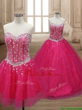 Wonderful A Line Hot Pink Detachable Quinceanera Dress with Beading SWQD164FOR