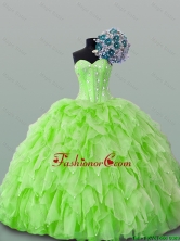 2015 Fall Beautiful Sweetheart Yellow Green Beading Quinceanera Dresses with Ruffles SWQD015-10FOR