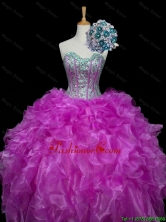 2015 Fall Perfect Ball Gown Fuchsia Quinceanera Dresses with Sequins and Ruffles SWQD006-1FOR