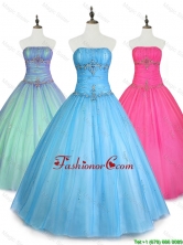 2016 Custom Made Strapless Ball Gown Sweet 16 Dresses with Beading SWQD048-3FOR