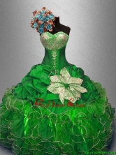 Best Selling Green Quinceanera Dresses with Sequins and Ruffles SWQD031-4FOR