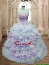 Elegant Big Puffy Ruffled Layers and Appliques Quinceanera Dress in Organza SWQD163-2FOR