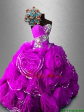 Gorgeous Rolling Flowers Sweetheart Quinceanera Dresses in Fuchsia SWQD040-4FOR