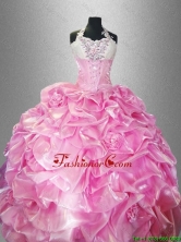 Perfect Halter Top Quinceanera Dresses with Pick Ups and Hand Made Flowers SWQD037FOR