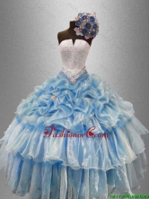 Pretty Strapless Beaded Quinceanera Gowns with Ruffled Layers SWQD045-1FOR