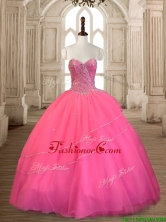 Top Selling Beaded Tulle Sweet 16 Dress in Rose Pink SWQD167FOR