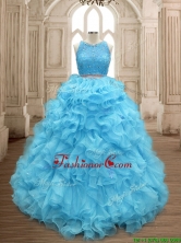 Two Piece Scoop Beaded and Ruffles Quinceanera Dress in Baby Blue SWQD160-5FOR