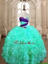 Wonderful Beaded and Ruffled Quinceanera Dress in Turquoise for Spring SWQD175-4FOR