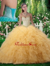2016 Beautiful Ball Gown Sweetheart Quinceanera Dresses with Beading in Champagne SJQDDT310002FOR