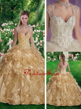 2016 Fashionable Sleeveless Beading Sweet 16 Gowns in Champange SJQDDT263002FOR