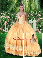 2016 Pretty Ball Gown Quinceanera Dresses with Beading and Appliques SJQDDT257002FOR