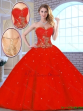 2016 Summer New Arrivals Red Sweetheart Quinceanera Gowns with Beading SJQDDT145002FOR