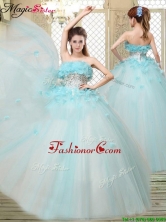 Beautiful Strapless Quinceanera Dresses with Appliques and Ruffles  YCQD074FOR