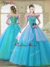 Classical Off the Shoulder Quinceanera Gowns with Ruffles and Bowknot YCQD027FOR