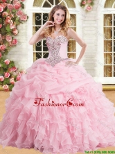 Discount Organza Pink Sweet 16 Dress with Appliques and Ruffles YSQD001-2FOR
