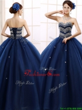 Discount Rhinestoned Really Puffy Quinceanera Dress in Navy Blue YCQD086FOR