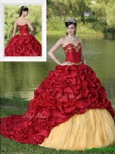 Exclusive Appliques and Pick Ups Brush Train Quinceanera Dresses for 2016  ZY775AFOR