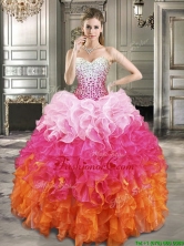 Fashionable Beaded Bodice and Ruffled Quinceanera Dress in Gradient Color YYPJ014FOR