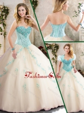 Fashionable Champagne Quinceanera Dresses with Appliques SJQDDT213002-1FOR
