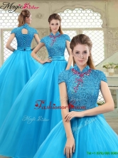 Fashionable High Neck Quinceanera Gowns in Baby Blue YCQD041FOR