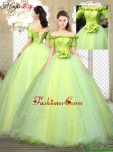Pretty Off the Shoulder Quinceanera Dresses with Hand Made Flowers YCQD052FOR
