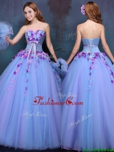 Wonderful Really Puffy A Line Quinceanera Dress with Appliques and Bowknot YCQD090FOR